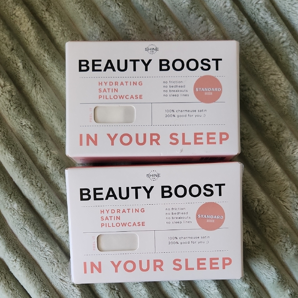 White SHINE By Night Beauty Boost Standard Sized Satin Pillowcase